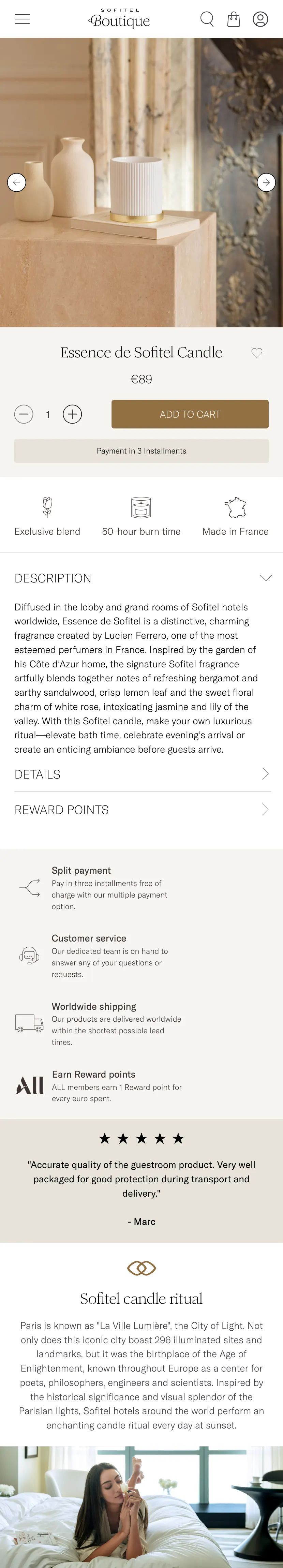 product page mobile screenshot
